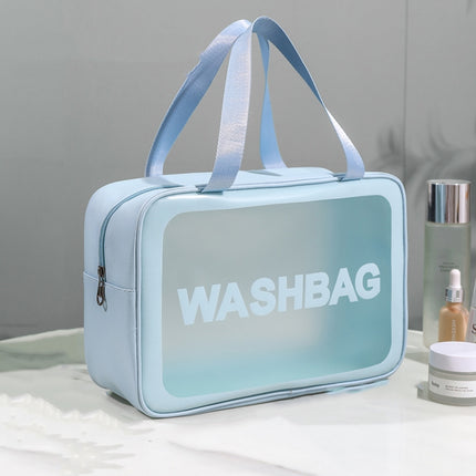 2 PCS Frosted Translucent Waterproof Storage Bag Cosmetic Bag Swimming Bag Wash Bag Blue L-garmade.com