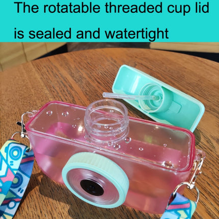Camera Plastic Cup Children Straw Juice Cup Travel Leisure Water Cup(Pink)-garmade.com