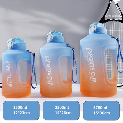 1500ml Large Capacity Gradient Straw Cup Sports Bottle With Scale(Pink)-garmade.com