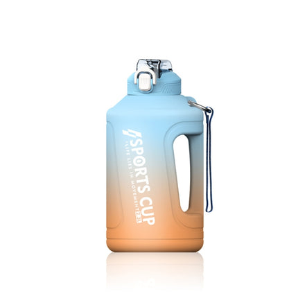 2300ml Large Capacity Gradient Straw Cup Sports Bottle With Scale(Blue)-garmade.com