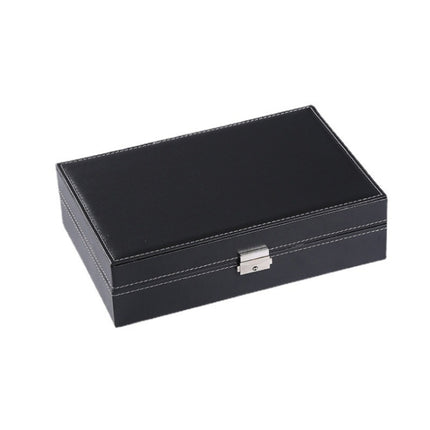 8-Bit Watch Display Storage Box Necklace Ring Jewelry Box With Mirror(Black)-garmade.com