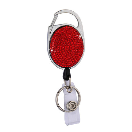 Ceramic Clay Pull Buckle Metal Retractable Keychain Document Buckle(Red)-garmade.com