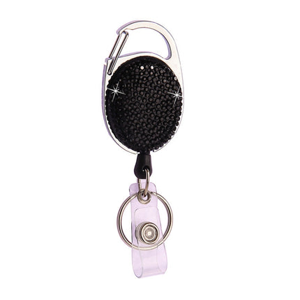 Ceramic Clay Pull Buckle Metal Retractable Keychain Document Buckle(Black)-garmade.com