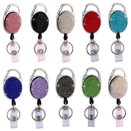Ceramic Clay Pull Buckle Metal Retractable Keychain Document Buckle(White)-garmade.com