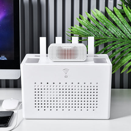 Router Storage Box 2-layer Hollow Heat Dissipation Detachable Cable Management Box(Upgraded White)-garmade.com