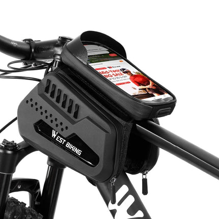 WEST BIKING Bicycle TPU Hard Shell Front Beam Bilateral Mobile Phone Bag(Black)-garmade.com
