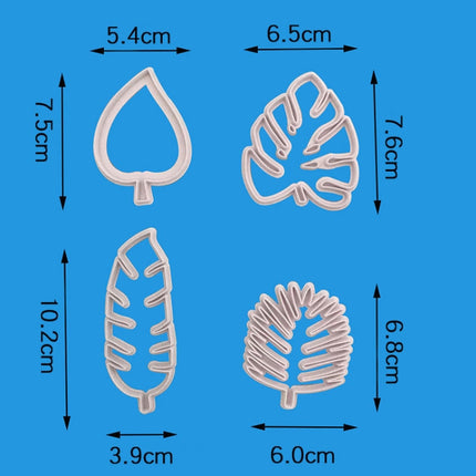 2 Sets 4 In 1 Tropical Leaf Fondant Cake Mold Cookie Mold-garmade.com