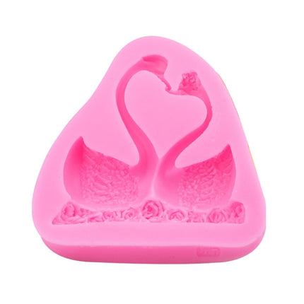 2 PCS Double Swan Rose DIY Fondant Baking Cake Liquid Silicone Mold-garmade.com