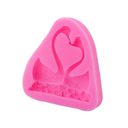 2 PCS Double Swan Rose DIY Fondant Baking Cake Liquid Silicone Mold-garmade.com