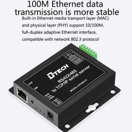 DTECH IOT9031B RS485/422 To TCP/IP Ethernet Serial Port Server, CN Plug-garmade.com