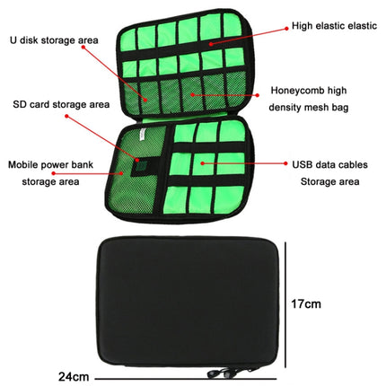 Multifunctional Portable Mobile Phone Digital Accessories U Disk Storage Bag, Color: Green-garmade.com