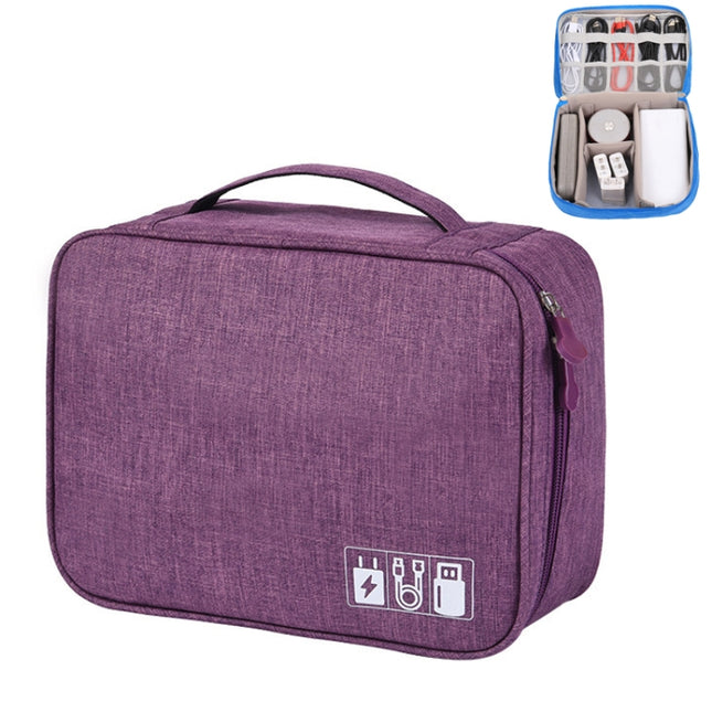 Multifunctional Cationic Digital U Disk Data Cable Storage Bag(Purple)-garmade.com