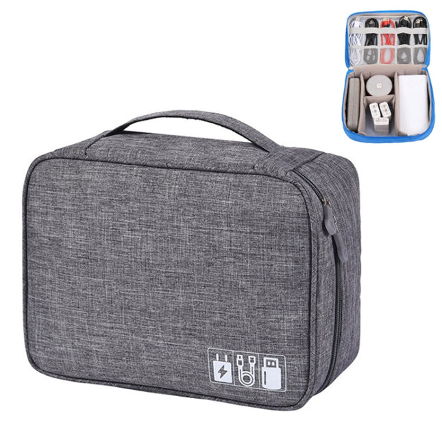 Multifunctional Cationic Digital U Disk Data Cable Storage Bag(Grey)-garmade.com