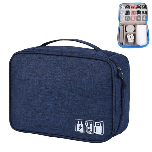 Multifunctional Cationic Digital U Disk Data Cable Storage Bag(Navy)-garmade.com