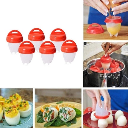 6 PCS/Set Eierkokers Cooker Silicone Non-stick Egg Steamer-garmade.com