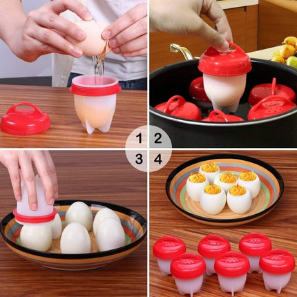 6 PCS/Set Eierkokers Cooker Silicone Non-stick Egg Steamer-garmade.com