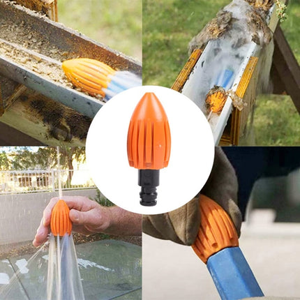 Water Rocket Washer Garden Hose Cleaning Head Drainage Trench Pressure Washer(Orange)-garmade.com