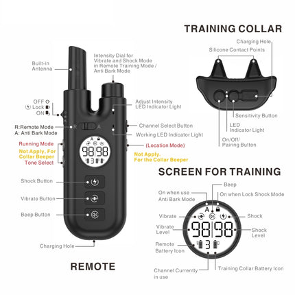 Intelligent Remote Control Dog Trainer Automatic Barking Stop Collar(Black)-garmade.com