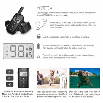 Remote Control Trainer Dog Collar Automatic Bark Stop Device, Specification: 1 Drag 1 (Red)-garmade.com