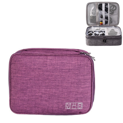 5 Inch Multifunctional Electronic Digital Earphone Power Cord Storage Bag(Purple)-garmade.com