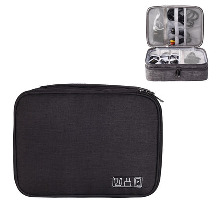 5 Inch Multifunctional Electronic Digital Earphone Power Cord Storage Bag(Black)-garmade.com