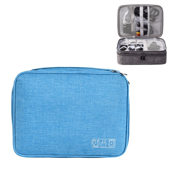 5 Inch Multifunctional Electronic Digital Earphone Power Cord Storage Bag(Lake Blue)-garmade.com