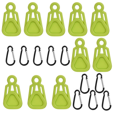 10 PCS Awning Banner Tarpaulin Plastic Clip Field Camping Mountaineering Tent Clip, Color: Green Clip+Hook-garmade.com