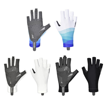 BOONUN P101251 Summer Outdoor Half Finger Silicone Non-Slip Fishing Gloves, Size: M(Black)-garmade.com