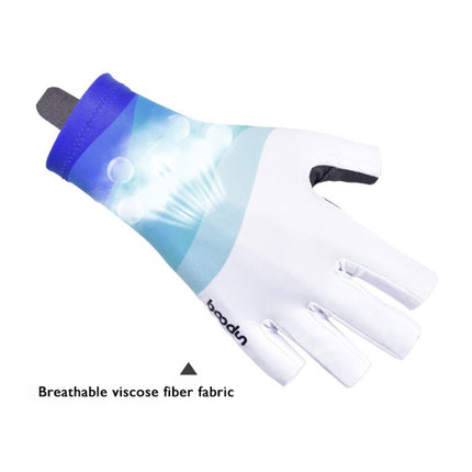 BOONUN P101251 Summer Outdoor Half Finger Silicone Non-Slip Fishing Gloves, Size: L(Blue)-garmade.com