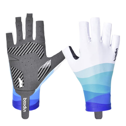 BOONUN P101251 Summer Outdoor Half Finger Silicone Non-Slip Fishing Gloves, Size: XL(Blue)-garmade.com
