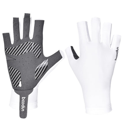 BOONUN P101251 Summer Outdoor Half Finger Silicone Non-Slip Fishing Gloves, Size: XL(White)-garmade.com