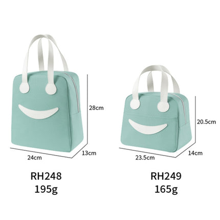 Smiley Lunch Bag with Leather Handles, Size: S (Green)-garmade.com