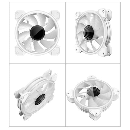 COOLMOON 12cm Infinity Lens Computer Cooling Fan PWM ARGB Chassis Cooling Fan(White)-garmade.com