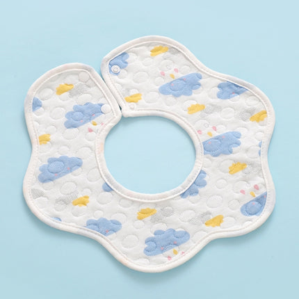 2 PCS Thin Cotton Gauze Waterproof Soft 360 Degree Rotating Baby Bib(Blue Cloud)-garmade.com
