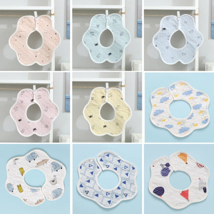 2 PCS Thin Cotton Gauze Waterproof Soft 360 Degree Rotating Baby Bib(Blue Cloud)-garmade.com