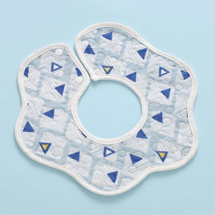 2 PCS Thin Cotton Gauze Waterproof Soft 360 Degree Rotating Baby Bib(Blue Triangle)-garmade.com