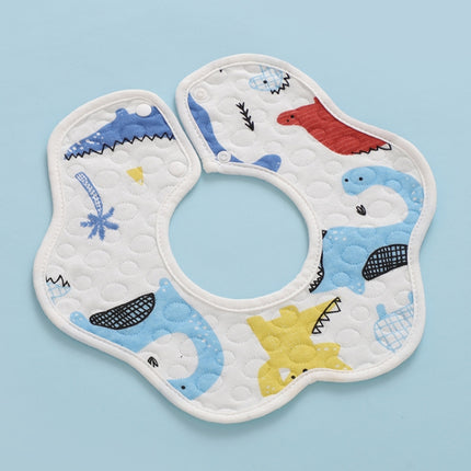 2 PCS Thin Cotton Gauze Waterproof Soft 360 Degree Rotating Baby Bib(Dinosaur)-garmade.com