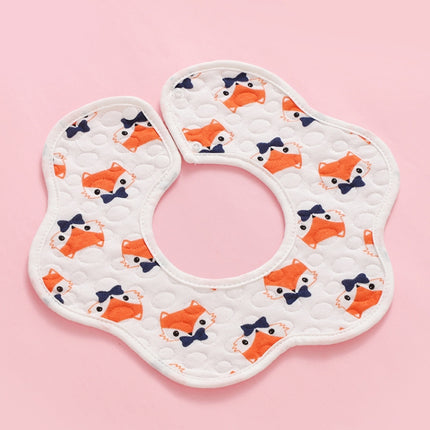 2 PCS Thin Cotton Gauze Waterproof Soft 360 Degree Rotating Baby Bib(Fox)-garmade.com