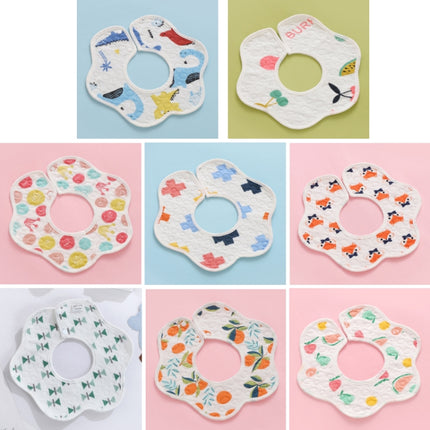 2 PCS Thin Cotton Gauze Waterproof Soft 360 Degree Rotating Baby Bib(Fox)-garmade.com