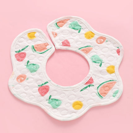 2 PCS Thin Cotton Gauze Waterproof Soft 360 Degree Rotating Baby Bib(Fruit Paradise)-garmade.com
