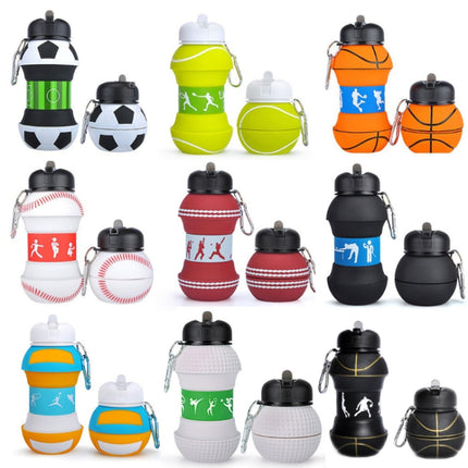 Outdoor Sports Anti-fall Water Bottle Portable Leak-proof Silicone Folding Cup, Shape: Football(550ml)-garmade.com