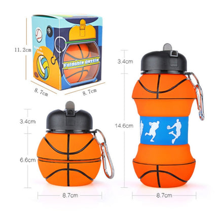 Outdoor Sports Anti-fall Water Bottle Portable Leak-proof Silicone Folding Cup, Shape: Football(550ml)-garmade.com
