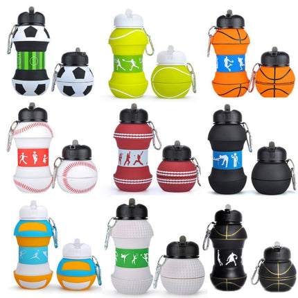 Outdoor Sports Anti-fall Water Bottle Portable Leak-proof Silicone Folding Cup, Shape: Basketball(550ml)-garmade.com