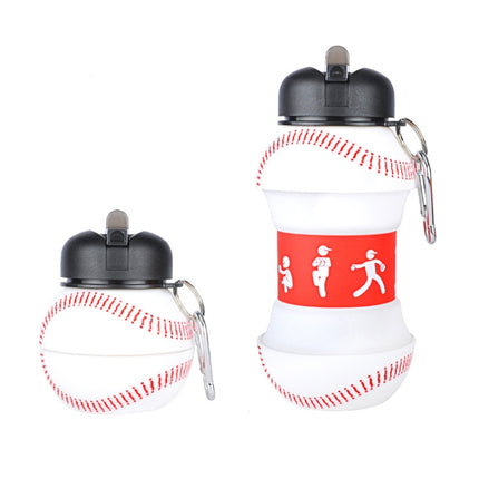 Outdoor Sports Anti-fall Water Bottle Portable Leak-proof Silicone Folding Cup, Shape: Baseball(550ml)-garmade.com