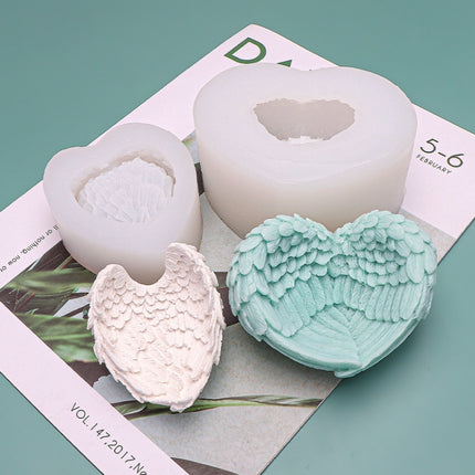 Heart Shaped Angel Wings Silicone Mold Baking Ice Cream Candle Aromatherapy Mold, Specification: L-garmade.com