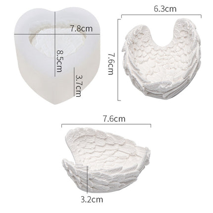 Heart Shaped Angel Wings Silicone Mold Baking Ice Cream Candle Aromatherapy Mold, Specification: S-garmade.com