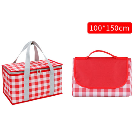 JY2209 Camping Moistureproof Portable Picnic Basket Set, Spec: Red White+150x100cm-garmade.com