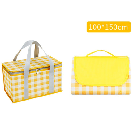JY2209 Camping Moistureproof Portable Picnic Basket Set, Spec: Yellow White+150x100cm-garmade.com