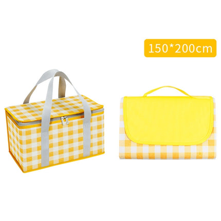 JY2209 Camping Moistureproof Portable Picnic Basket Set, Spec: Yellow White+150x200cm-garmade.com