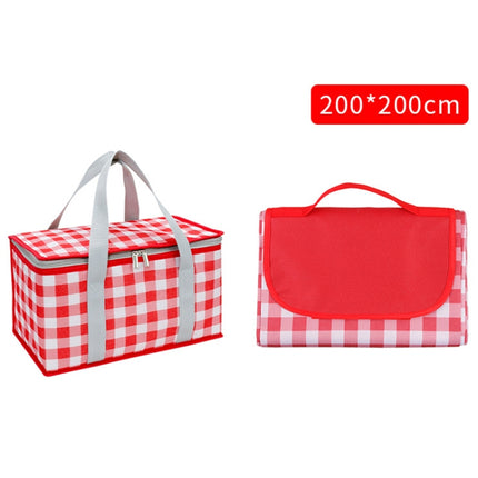 JY2209 Camping Moistureproof Portable Picnic Basket Set, Spec: Red White+200x200cm-garmade.com
